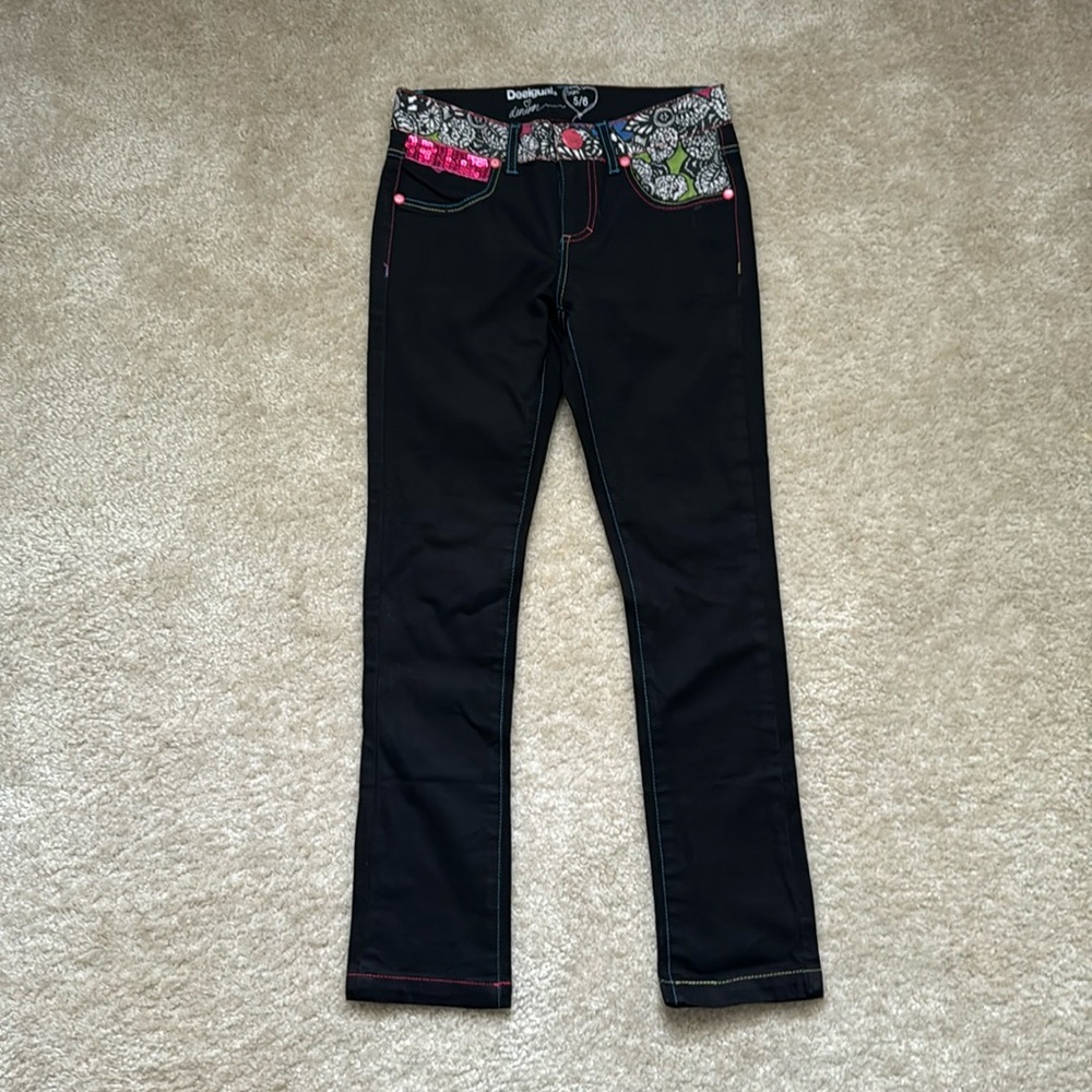 NWOT Desigual Black Denim Jeans Size 5/6